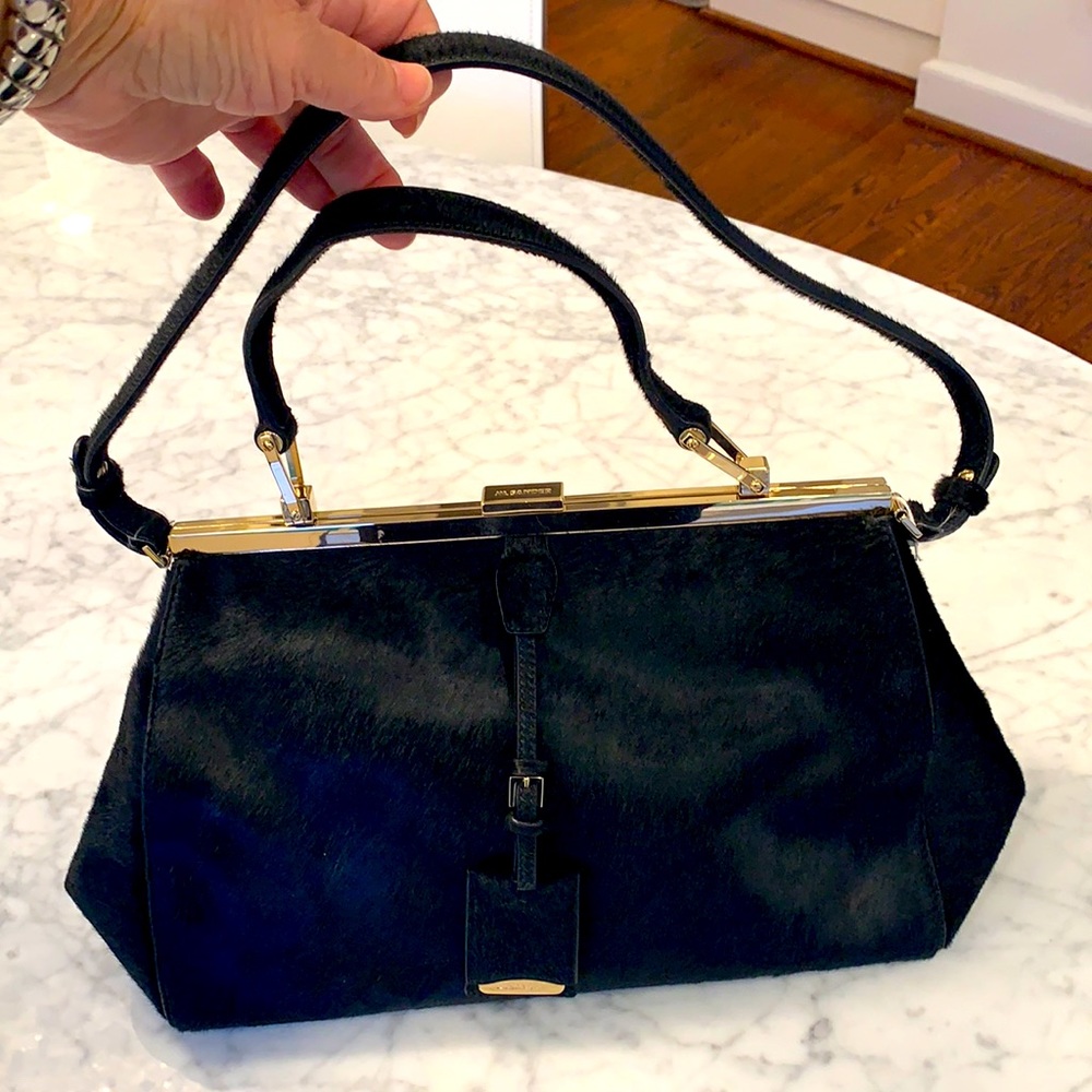 Jil Sander black pony fur handbag